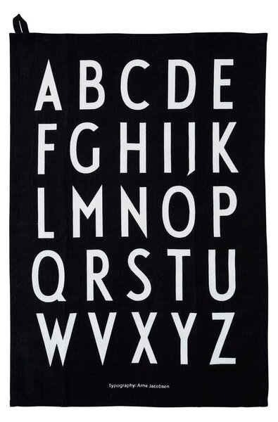 Alphabet fekete pamut törölköző, 40 x 60 cm - Design Letters