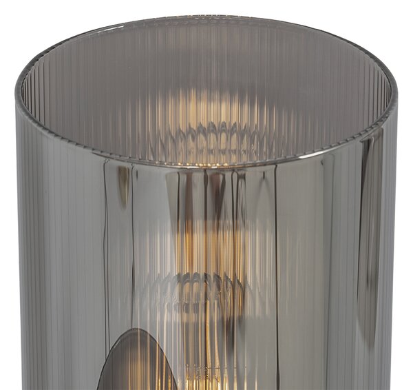 Art Deco asztali lámpa fekete füstüveggel 2-lámpás - Laura