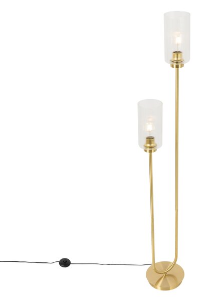 Art Deco állólámpa arany üveggel 2-lámpás - Laura