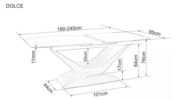 Dolce bővíthető kerámia étkezőasztal 180-240 cm