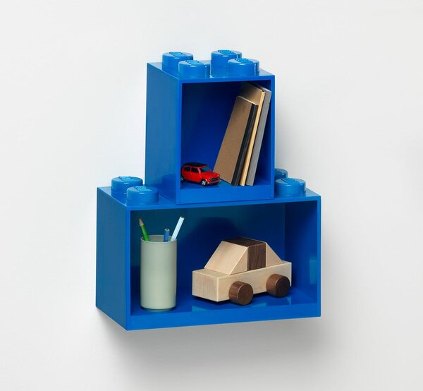 Brick 2 db-os gyerek kék fali polc szett - LEGO®