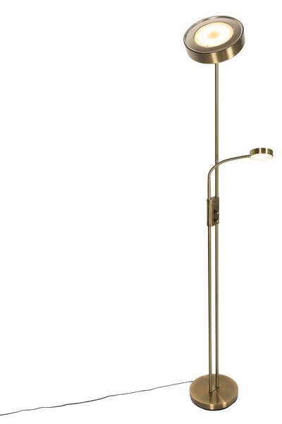 Állólámpa bronz LED-del és dimmerrel, olvasólámpával - Kelso