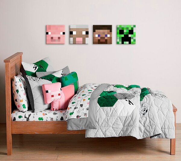 Minecraft vászonkép - a legjobb karakterek vásznon - Steve, Creeper, Sheep, Pig