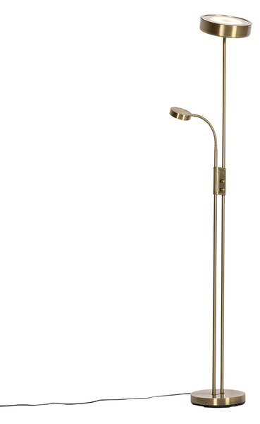 Állólámpa bronz LED-del és dimmerrel, olvasólámpával - Kelso