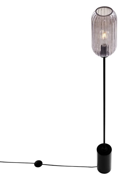 Art Deco állólámpa fekete füstüveggel - Rid