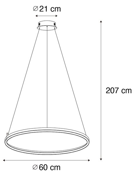 Függőlámpa bronz 60 cm LED-del, 3 fokozatban dimmelhető - Girello