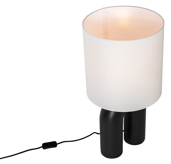 Design asztali lámpa fekete fehér vászon búrával - Lotti