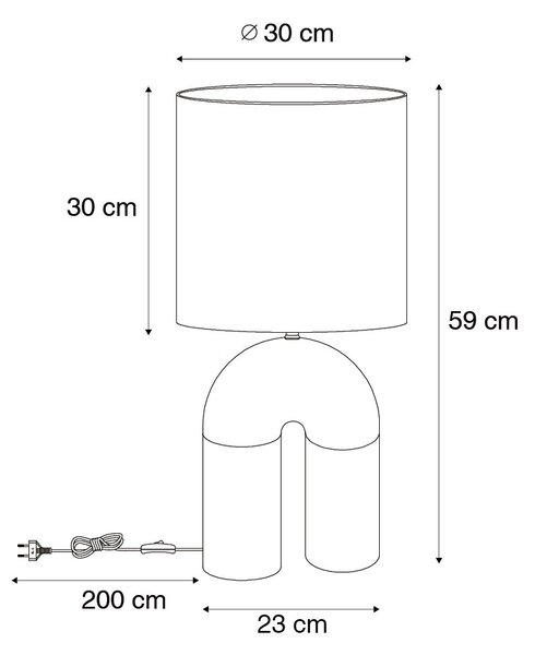 Design asztali lámpa zöld fehér vászonbúrával - Lotti