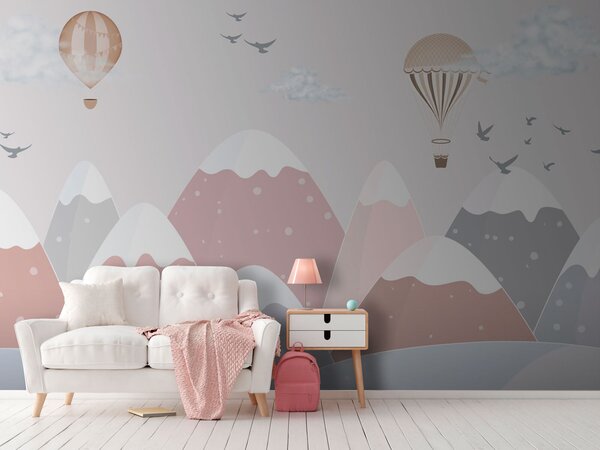 Fotótapéta Hőlégballon repül a hegyek felett, Gyerekszoba fotótapéta, Népszerű fotótapéta, u95232 - Tapeko.hu