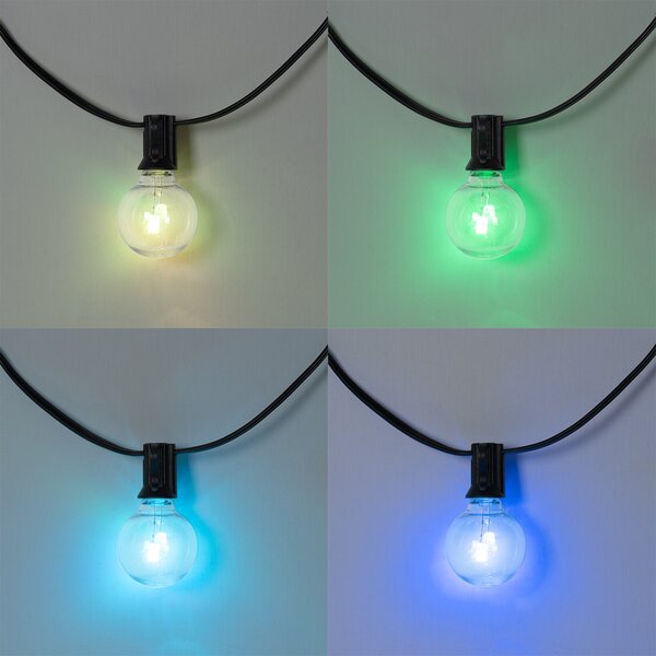 Kültéri fényfüzér 10m LED-del 10 lámpa RGBW napelemes - Russell