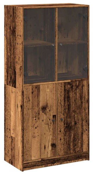 VidaXL antik fa színű szerelt fa magasszekrény ajtókkal 68x37x142 cm