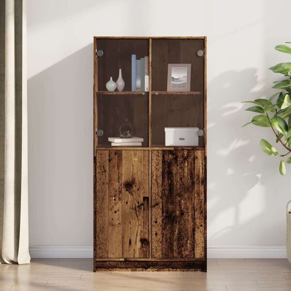 VidaXL antik fa színű szerelt fa magasszekrény ajtókkal 68x37x142 cm