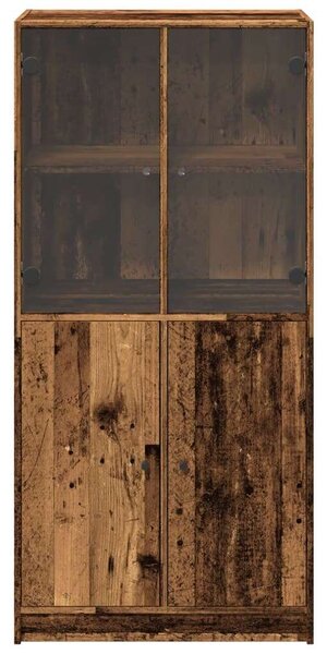 VidaXL antik fa színű szerelt fa magasszekrény ajtókkal 68x37x142 cm