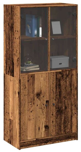 VidaXL antik fa színű szerelt fa magasszekrény ajtókkal 68x37x142 cm