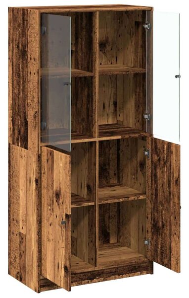 VidaXL antik fa színű szerelt fa magasszekrény ajtókkal 68x37x142 cm