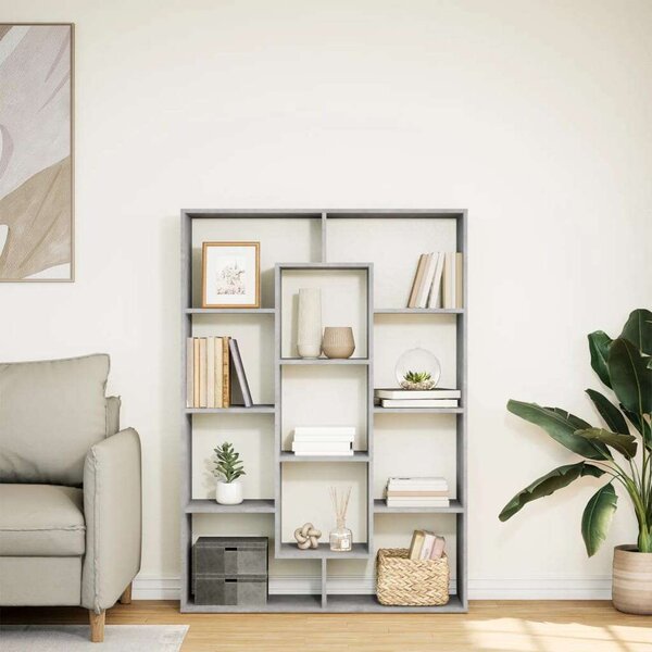 VidaXL Könyvespolc - 11 Rekeszes - Betonszürke - 102x29x143 cm