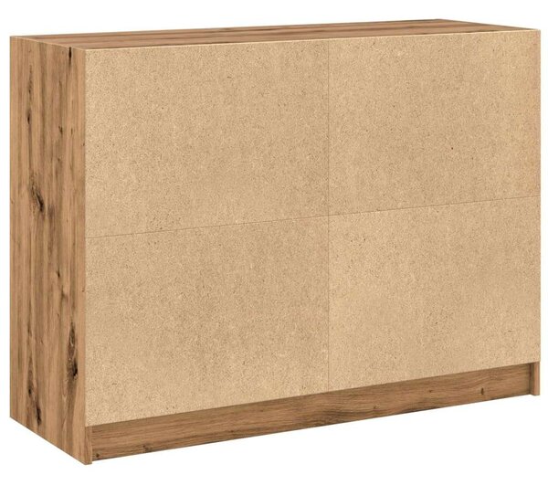 VidaXL Tölgyfa Tálalószekrény Üvegajtókkal - 102cm