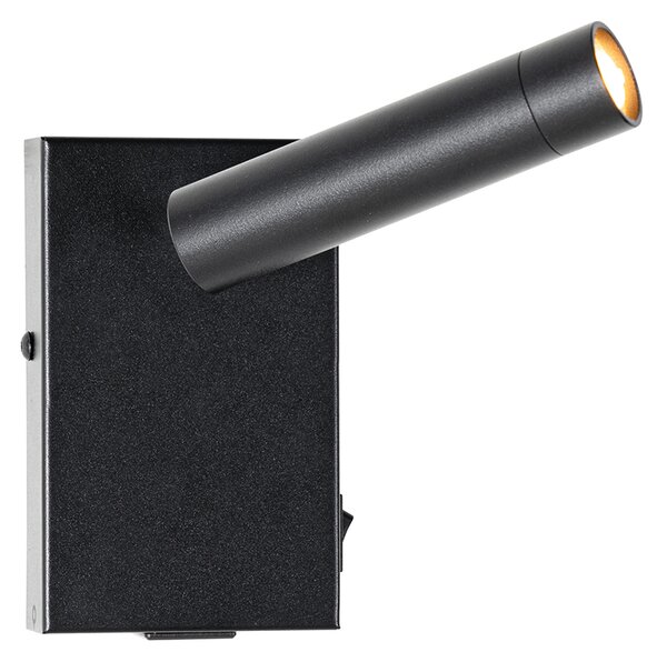 Modern fali lámpa fekete állítható USB-vel - Croft