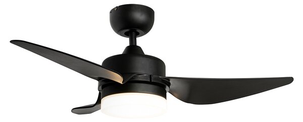 Mennyezeti ventilátor fekete 86,7 cm LED-del, fényerőszabályzóval és távirányítóval - Yuki
