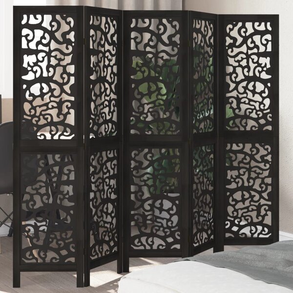 Paraván - 5 Paneles - Fekete Tömörfa - 175x160cm