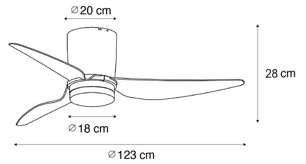 Mennyezeti ventilátor fehér 123 cm LED-del, fényerőszabályzóval és távirányítóval - Patty
