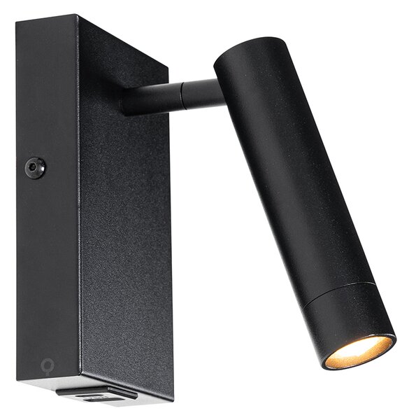 Modern fali lámpa fekete állítható USB-vel - Croft