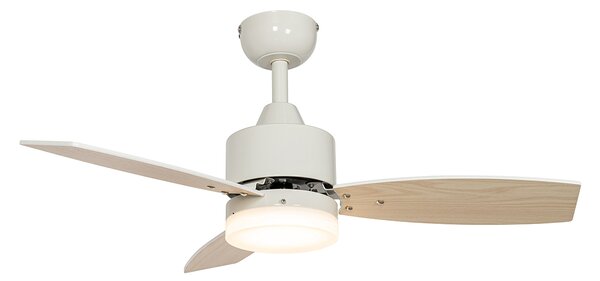 Kültéri mennyezeti ventilátor fehér fa mintával 91,3 cm LED-del, fényerőszabályzóval, távirányítóval IP44 - Toledo