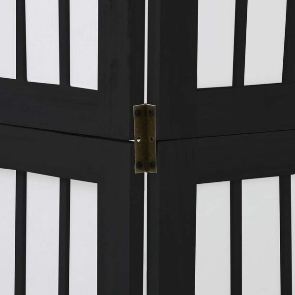 4 Paneles Fekete Tömörfa Térelválasztó - 140x160 cm