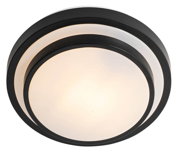 Modern mennyezeti lámpa fekete fehérrel 25 cm IP44 - Walden