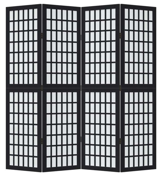 4 Paneles Fekete Tömörfa Térelválasztó - 140x160 cm