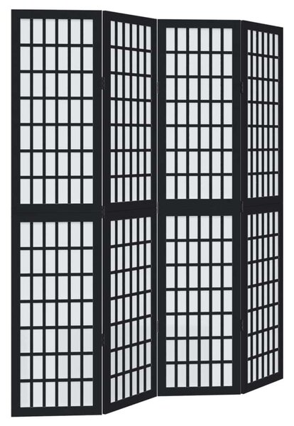 VidaXL 4 Paneles Térelválasztó - Fekete Tömörfa - 140x180cm