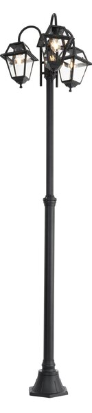 Klasszikus kültéri lámpa fekete 235 cm 3-lámpás IP44 - Berta