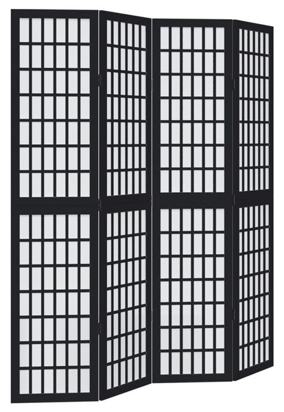 VidaXL 4 Paneles Térelválasztó - Fekete Tömörfa - 140x180cm