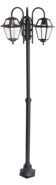 Klasszikus kültéri lámpa fekete 235 cm 3-lámpás IP44 - Berta