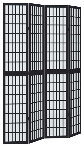 VidaXL 4 Paneles Térelválasztó - Fekete Tömörfa - 140x220cm