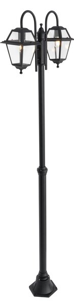 Klasszikus kültéri lámpa fekete 235 cm 2-lámpás IP44 - Berta