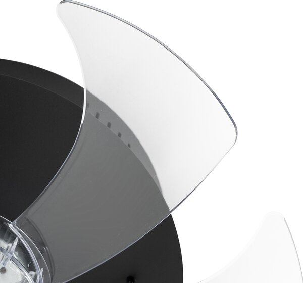Mennyezeti ventilátor fekete 70 cm LED-del, fényerőszabályzóval és távirányítóval - Maddy