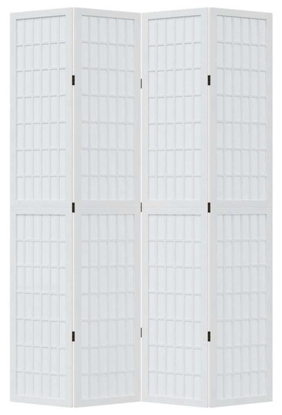 4 Paneles Fehér Tömörfa Térelválasztó - 140x220 cm