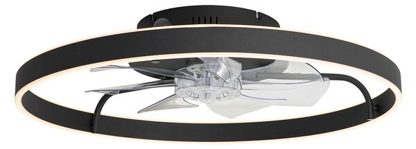 Mennyezeti ventilátor fekete 70 cm LED-del, fényerőszabályzóval és távirányítóval - Maddy