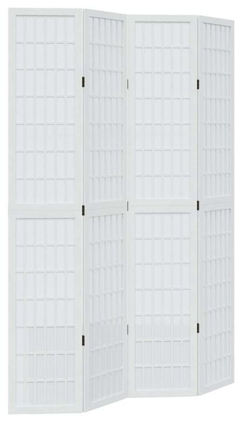 4 Paneles Fehér Tömörfa Térelválasztó - 140x220 cm