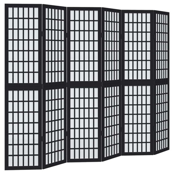 VidaXL 6 Paneles Fekete Tömörfa Térelválasztó - 210x180 cm