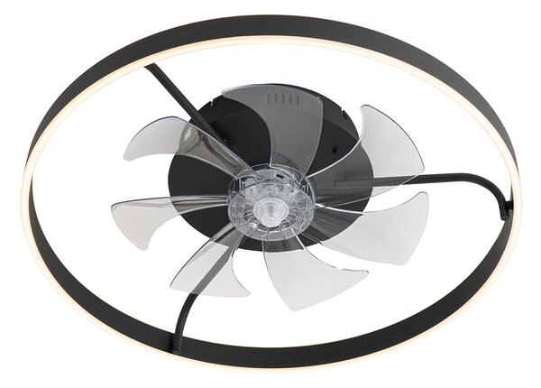 Mennyezeti ventilátor fekete 70 cm LED-del, fényerőszabályzóval és távirányítóval - Maddy