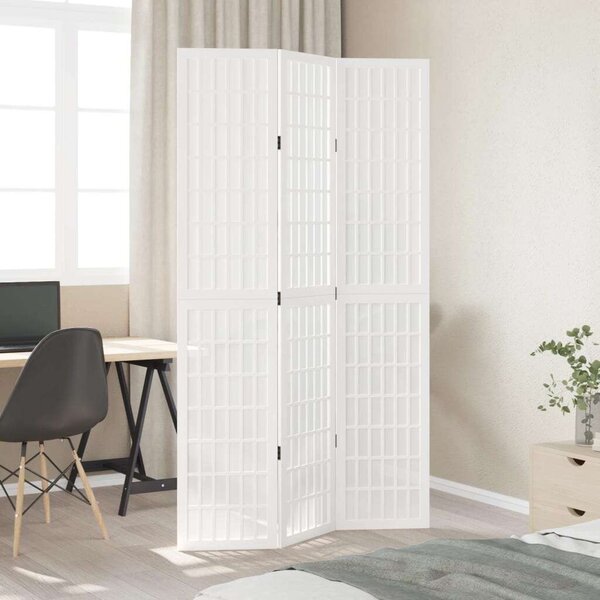 VidaXL 3 Paneles Fehér Tömörfa Térelválasztó - 105-110 x 200 cm