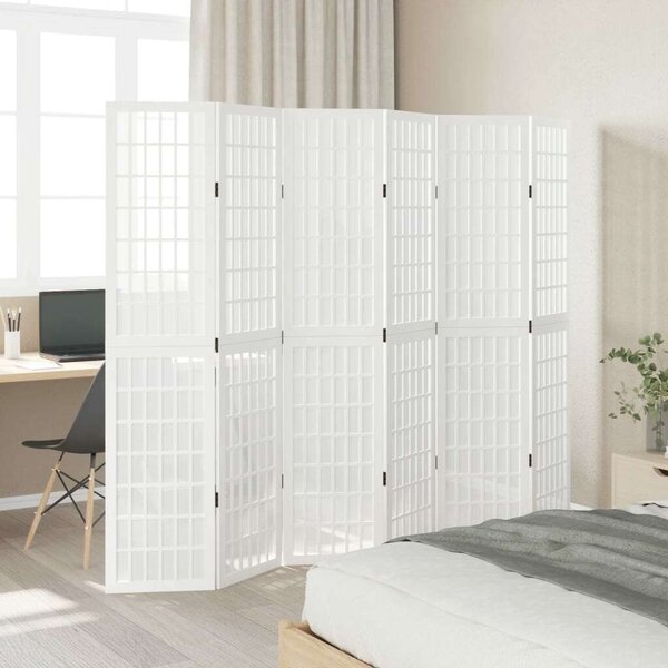 VidaXL 6 Paneles Fehér Tömörfa Térelválasztó - 210x180 cm