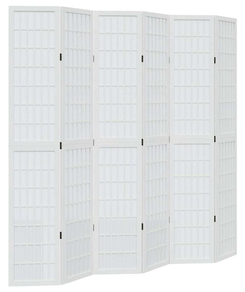 VidaXL 6 Paneles Fehér Tömörfa Térelválasztó - 210x220cm