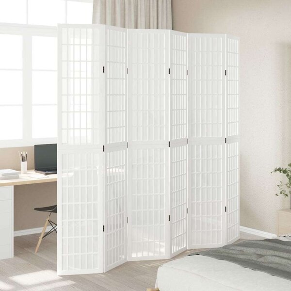 VidaXL 6 Paneles Fehér Tömörfa Térelválasztó - 210x220cm