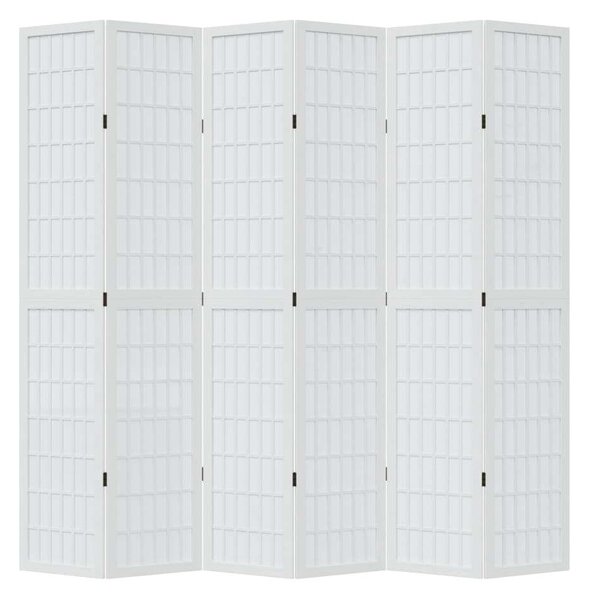 VidaXL 6 Paneles Fehér Tömörfa Térelválasztó - 210x220cm