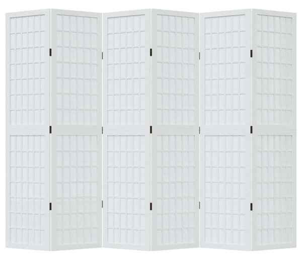 VidaXL 6 Paneles Fehér Tömörfa Térelválasztó - 210x180 cm