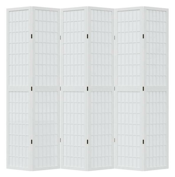 VidaXL 6 Paneles Fehér Tömörfa Térelválasztó - 210x220cm