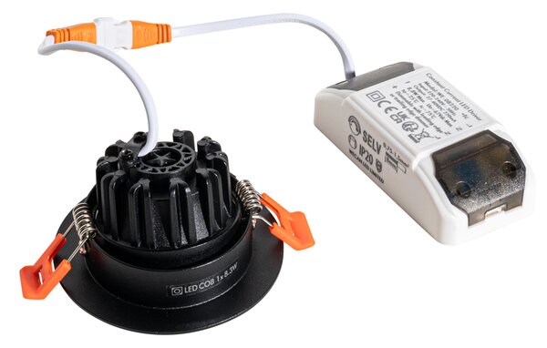 Süllyesztett spotlámpa fekete 6,8 cm LED-del 545 lm szabályozható IP65 - Gaius